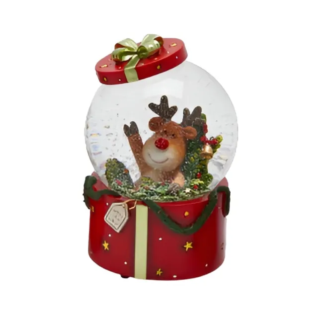 EDG Enzo De Gasperi Sfera Carillon Acqua Natalizia con Renna effetto Neve h 15,5cm