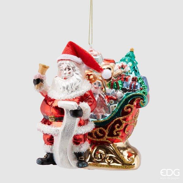 Enzo De Gasperi-EDG Decoro da appendere Babbo Natale con slitta