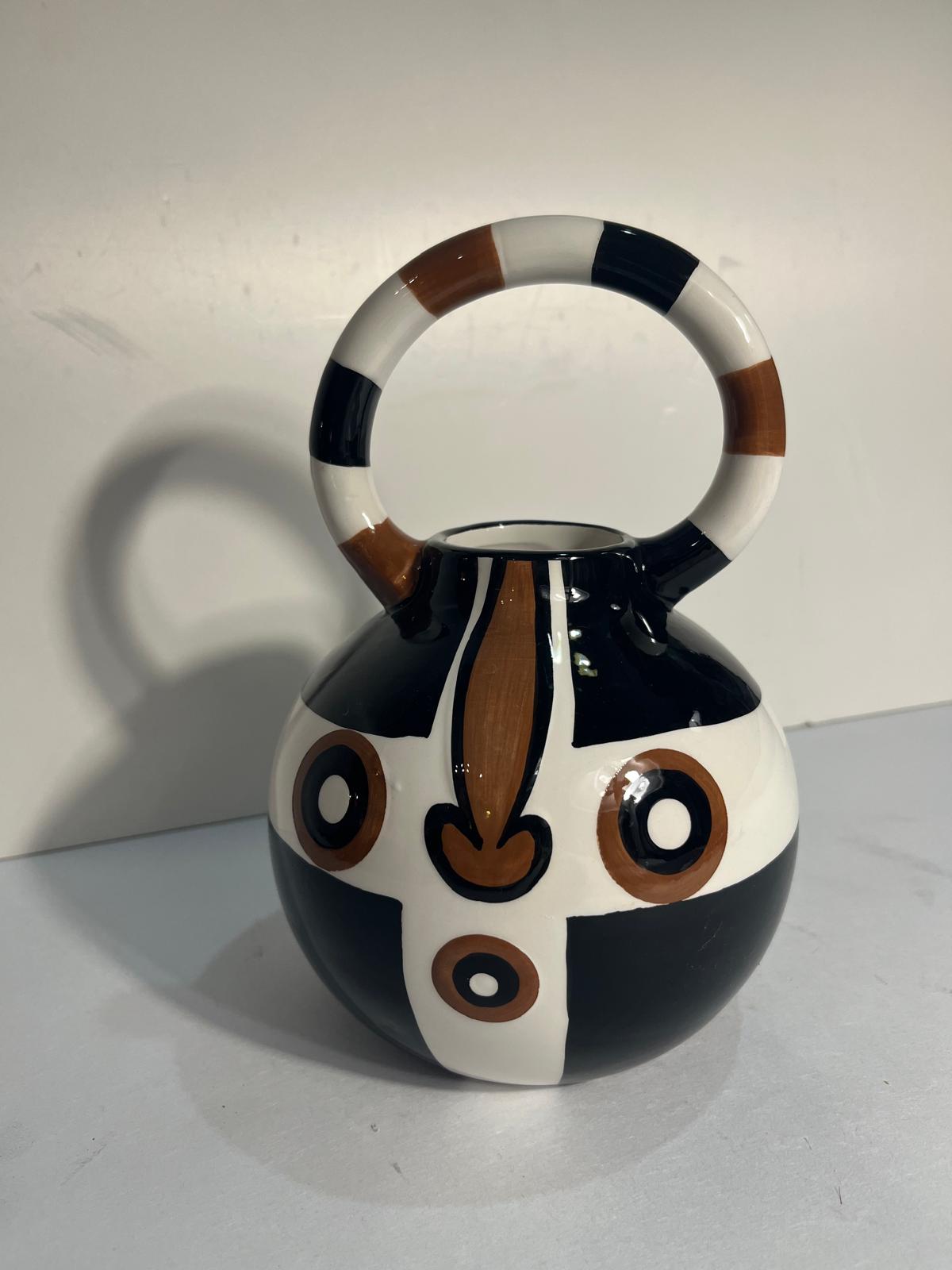 EDG Enzo De Gasperi Vaso Ovale Ceramica lucida disegno h21cm d16cm