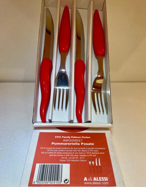 Alessi Set Posate in Acciaio Pizza  Pummaroriella (collezione Massimo Giacon)