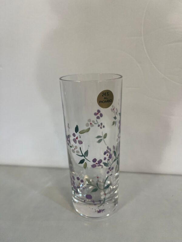 Bicchiere Highball / Tumbler Alto in Cristallo al Piombo 24% decorato a mano set da 6